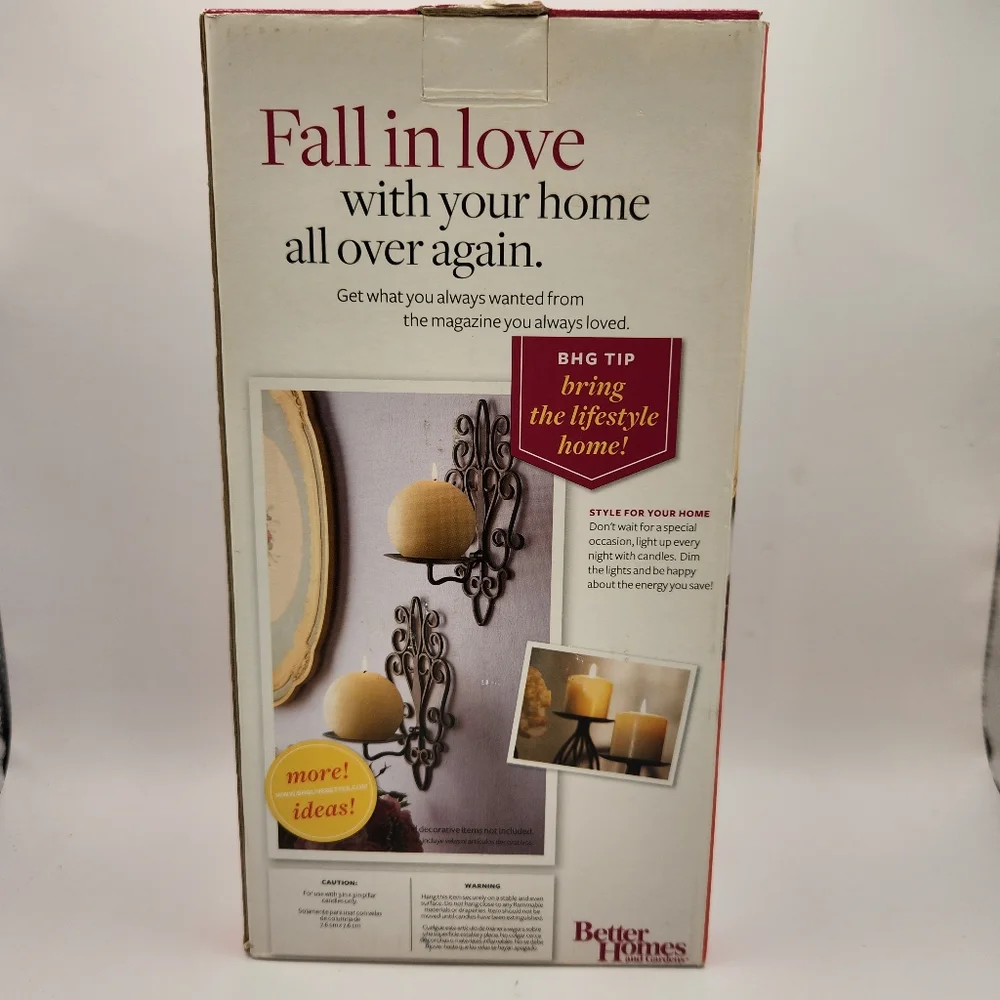 NIB Better Homes & Gardens Bronze Finished Metal Scroll Wall Sconces, Set of 2